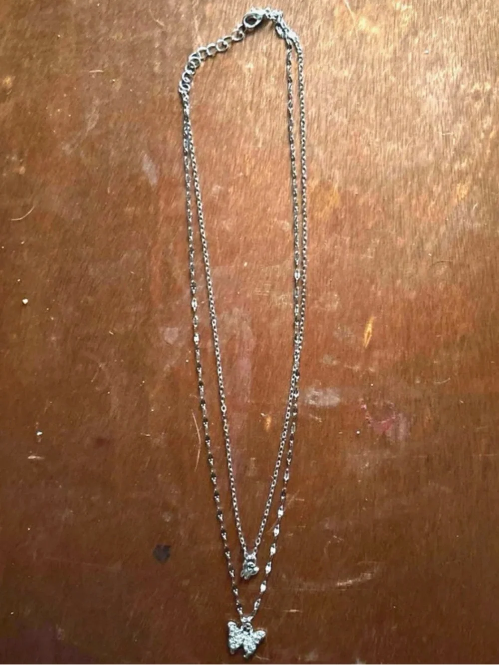 Silver Butterfly Layered Necklace - Women Jewelry